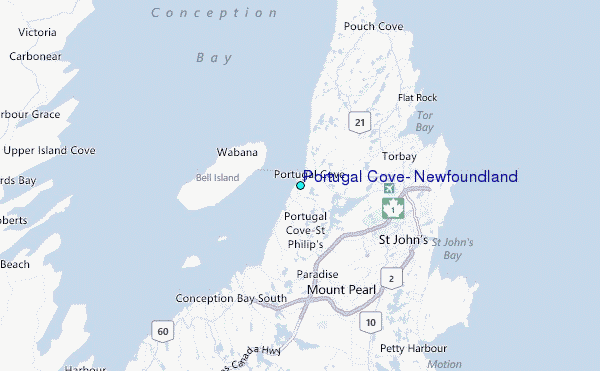 Portugal Cove, Newfoundland Tide Station Location Map