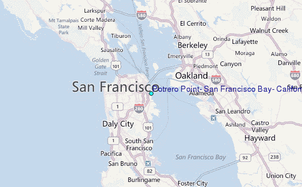 Potrero Point, San Francisco Bay, California Tide Station Location Map