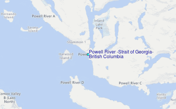 Powell River (Strait of Georgia), British Columbia Tide Station Location Map