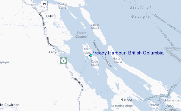 Preedy Harbour, British Columbia Tide Station Location Map