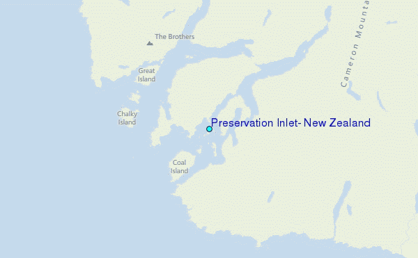 Preservation Inlet, New Zealand Tide Station Location Map