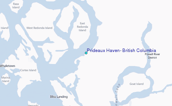 Prideaux Haven, British Columbia Tide Station Location Map