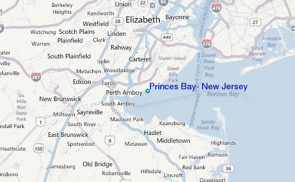 Princes Bay, New Jersey Tide Station Location Map