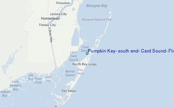 Pumpkin Key, south end, Card Sound, Florida Tide Station Location Map