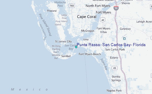 Punta Rassa, San Carlos Bay, Florida Tide Station Location Map