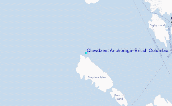 Qlawdzeet Anchorage, British Columbia Tide Station Location Map
