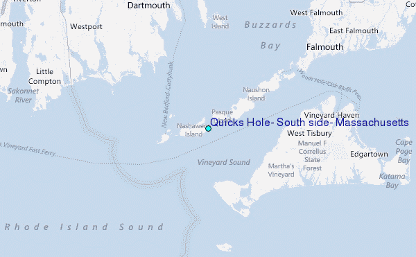 Quicks Hole, South side, Massachusetts Tide Station Location Map