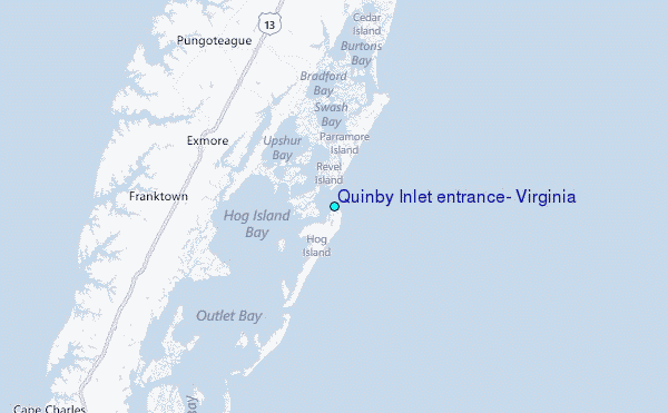 Quinby Inlet entrance, Virginia Tide Station Location Map