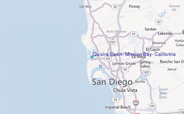 Quivira Basin, Mission Bay, California Tide Station Location Map