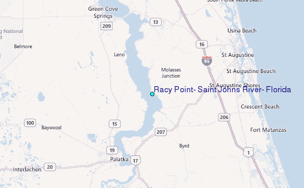 Racy Point, Saint Johns River, Florida Tide Station Location Map