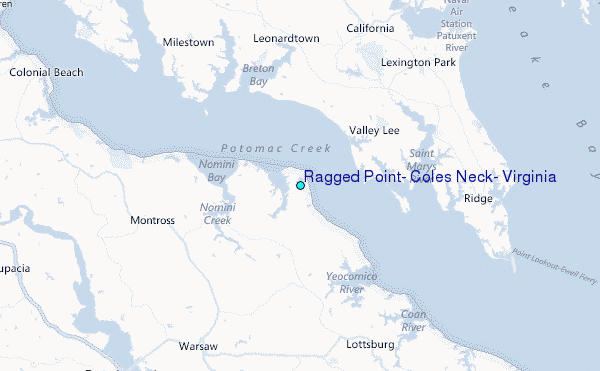 Ragged Point, Coles Neck, Virginia Tide Station Location Map