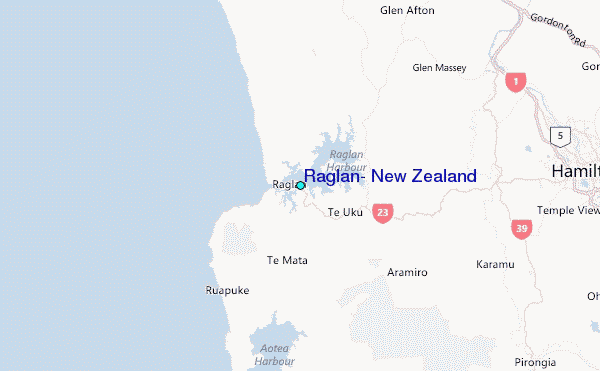Raglan, New Zealand Tide Station Location Map