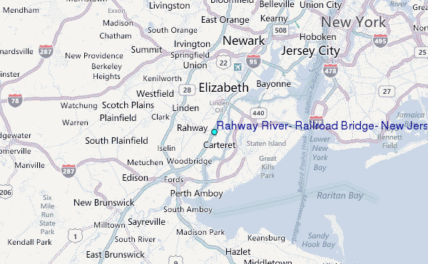 Rahway River, Railroad Bridge, New Jersey Tide Station Location Map