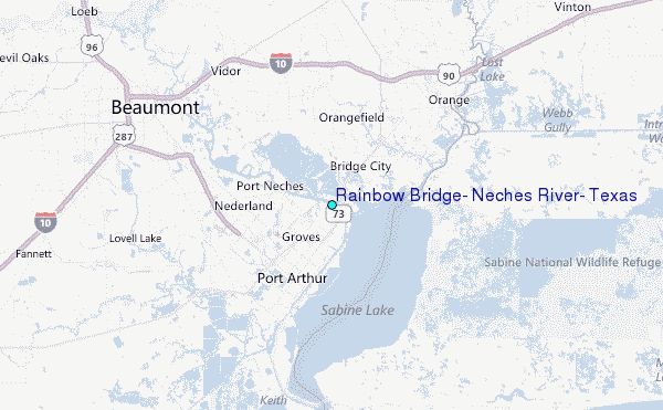 Rainbow Bridge, Neches River, Texas Tide Station Location Map