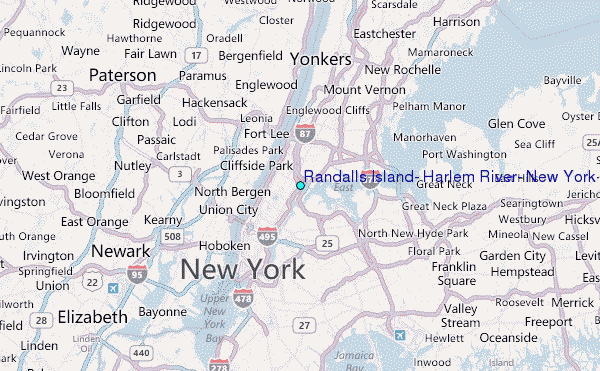 Randalls Island, Harlem River, New York, New York Tide Station Location Map