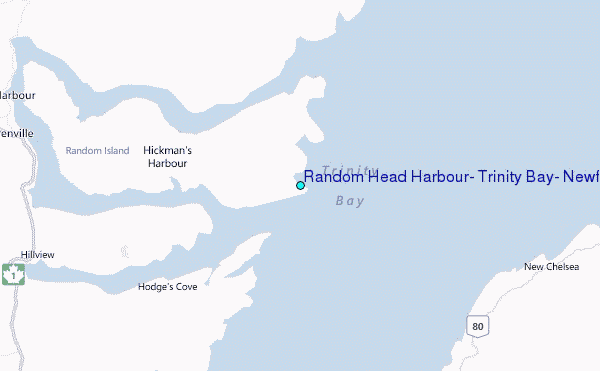 Random Head Harbour, Trinity Bay, Newfoundland Tide Station Location Map