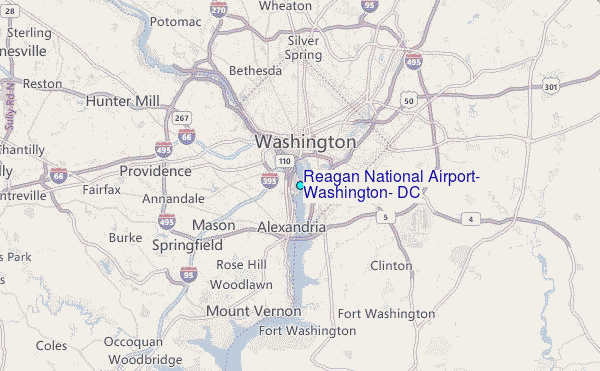 Reagan National Airport, Washington, DC Tide Station Location Map