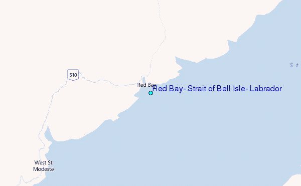 Red Bay, Strait of Bell Isle, Labrador Tide Station Location Map