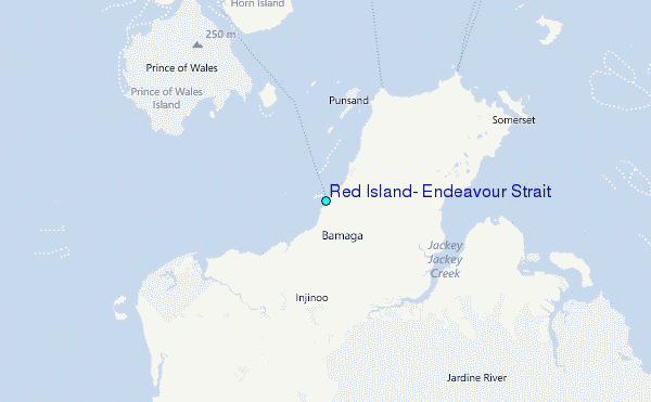 Red Island, Endeavour Strait Tide Station Location Map