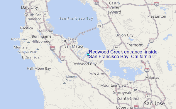 Redwood Creek entrance (inside), San Francisco Bay, California Tide Station Location Map