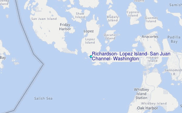 Richardson, Lopez Island, San Juan Channel, Washington Tide Station Location Map