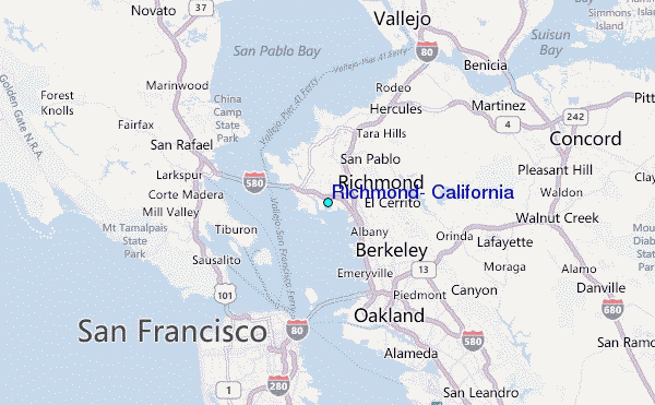 Richmond, California Tide Station Location Map