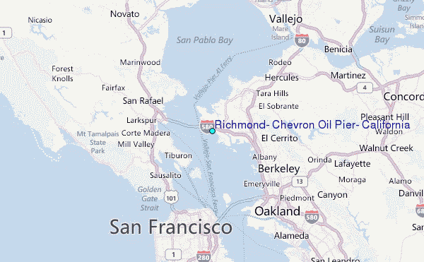 Richmond, Chevron Oil Pier, California Tide Station Location Map