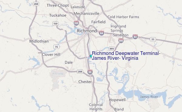 Richmond Deepwater Terminal, James River, Virginia Tide Station Location Map