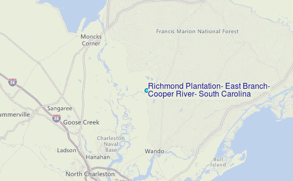 Richmond Plantation, East Branch, Cooper River, South Carolina Tide Station Location Map