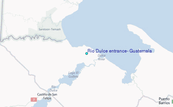 Rio Dulce entrance, Guatemala Tide Station Location Map