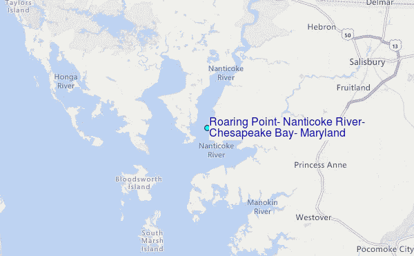Roaring Point, Nanticoke River, Chesapeake Bay, Maryland Tide Station Location Map