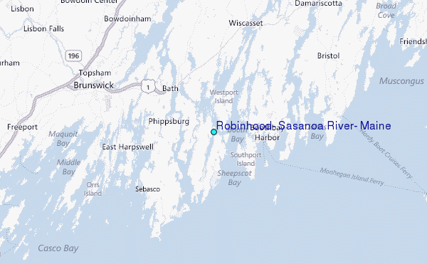 Robinhood, Sasanoa River, Maine Tide Station Location Map