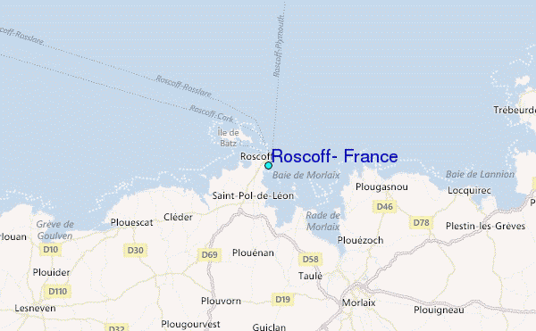 Roscoff, France Tide Station Location Map