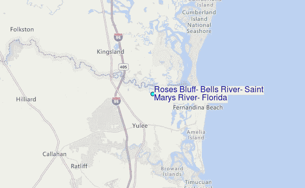 Roses Bluff, Bells River, Saint Marys River, Florida Tide Station Location Map