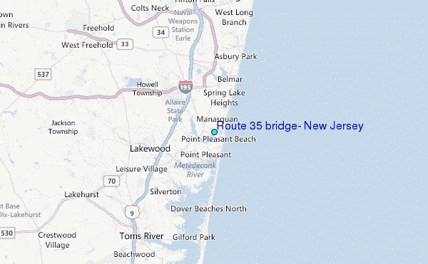 Route 35 bridge, New Jersey Tide Station Location Map