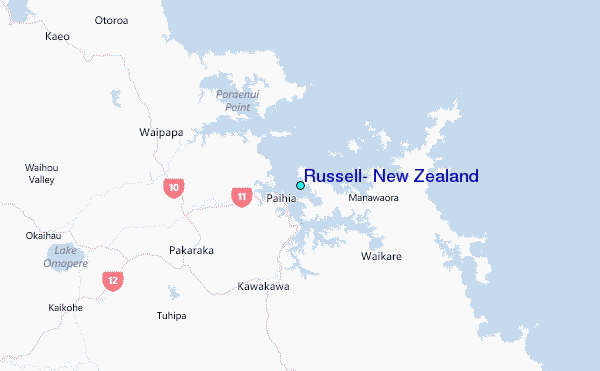 Russell, New Zealand Tide Station Location Map