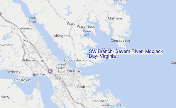 SW Branch, Severn River, Mobjack Bay, Virginia Tide Station Location Map