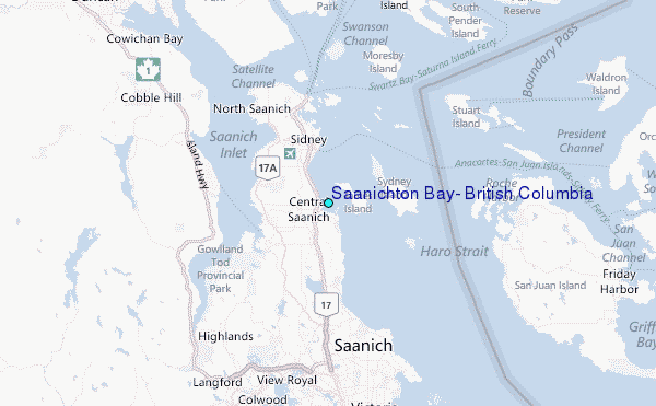 Saanichton Bay, British Columbia Tide Station Location Map