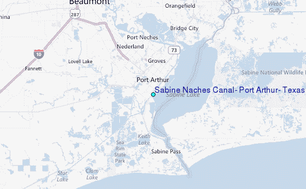 Sabine Naches Canal, Port Arthur, Texas Tide Station Location Map