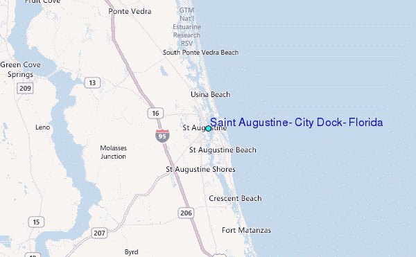 Saint Augustine, City Dock, Florida Tide Station Location Map