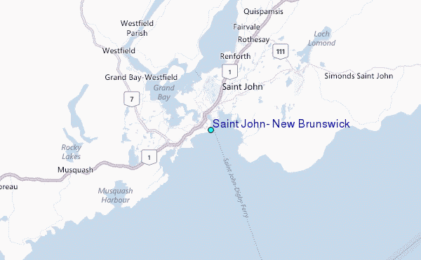 Saint John, New Brunswick Tide Station Location Map