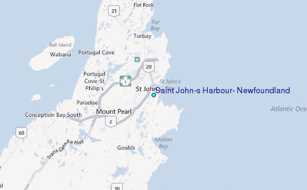 Saint John's Harbour, Newfoundland Tide Station Location Map