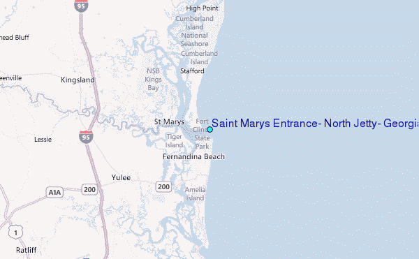 Saint Marys Entrance, North Jetty, Georgia Tide Station Location Map
