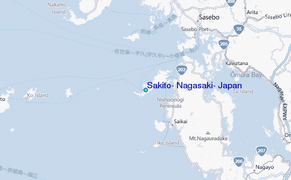 Sakito, Nagasaki, Japan Tide Station Location Map