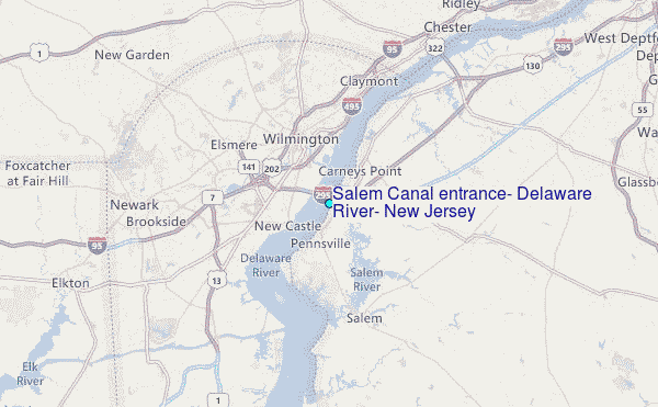 Salem Canal entrance, Delaware River, New Jersey Tide Station Location Map
