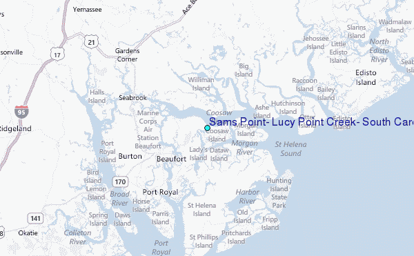 Sams Point, Lucy Point Creek, South Carolina Tide Station Location Map