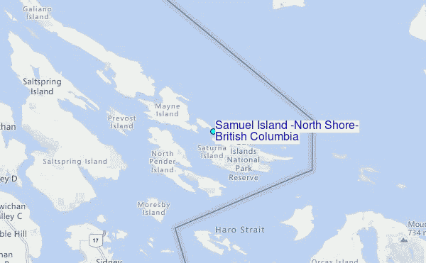 Samuel Island (North Shore), British Columbia Tide Station Location Map