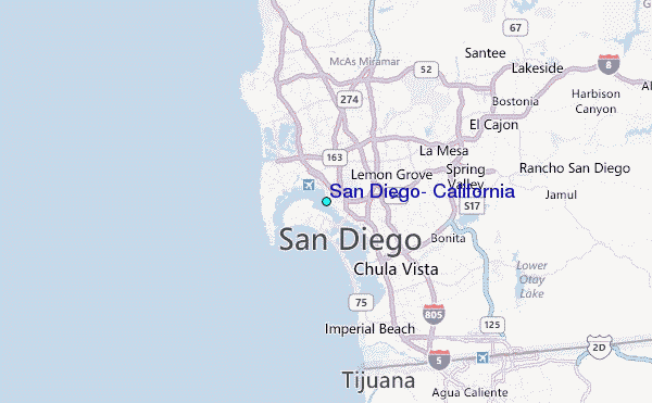 San Diego, California Tide Station Location Map