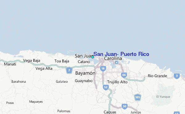 San Juan, Puerto Rico Tide Station Location Map