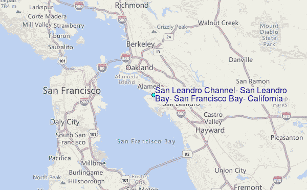 San Leandro Channel, San Leandro Bay, San Francisco Bay, California Tide Station Location Map